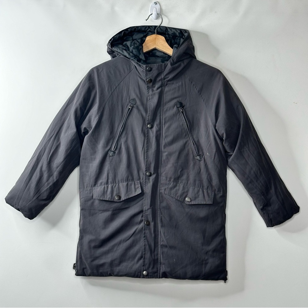 Dex Jacket Camo Junior Hooded Puffer Coat Reversible - Picture 8 of 13